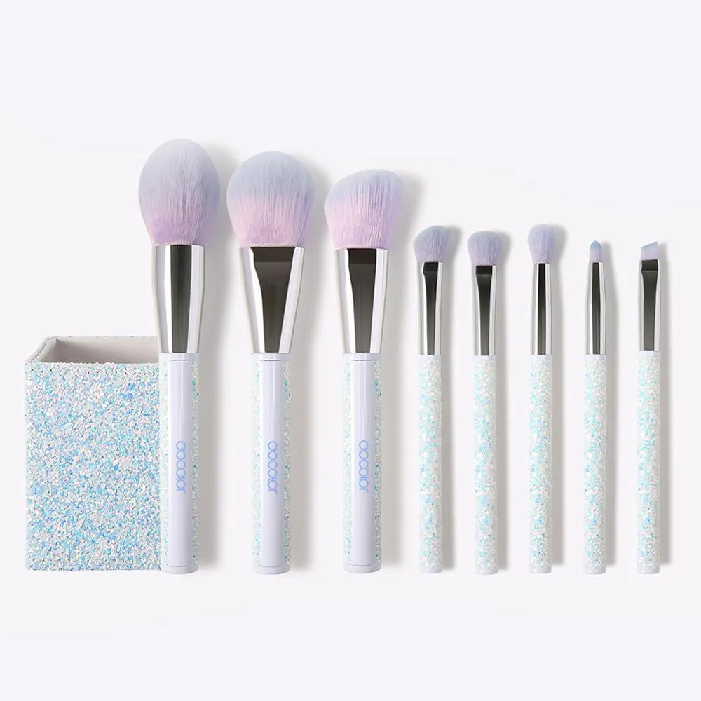 Docolor Zestaw pędzli - 8 Pieces Sparkle Brush Set With Holder (White) (T0804)