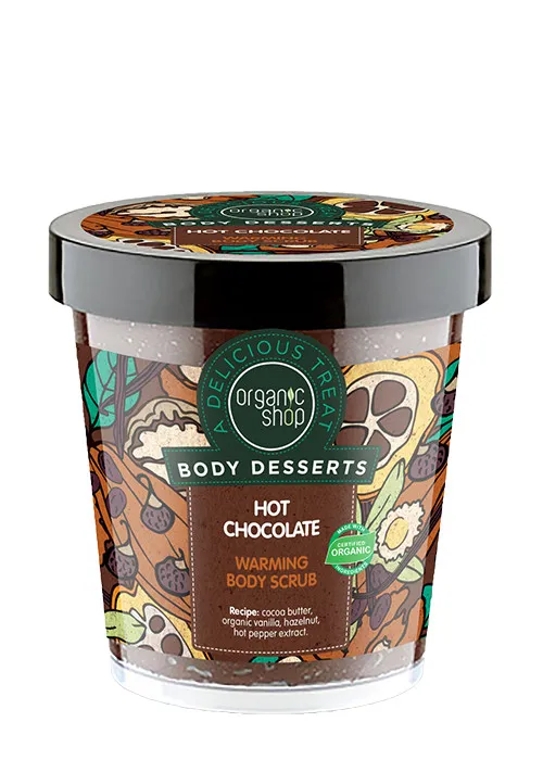 Organic Shop piling do ciała - Body Desserts Hot Chocolate Warming Body Scrub (450 ml)