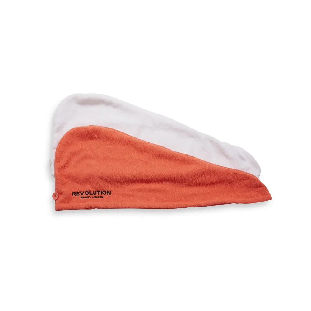 Revolution Haircare turban do suszenia włosów (2 sztuki) - 2pk Microfibre Hair Wrap White/Coral