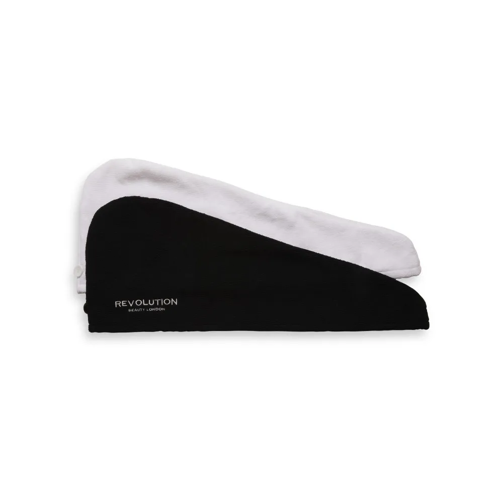 Revolution Haircare turban do suszenia włosów (2 sztuki) - 2pk Microfibre Hair Wrap Black/White