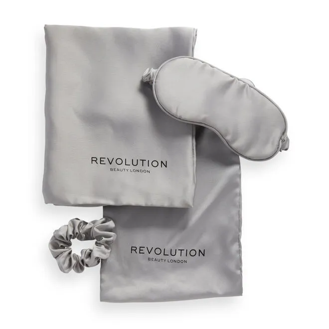 Revolution Haircare Satin Sleep Set - Srebrny zestaw do spania