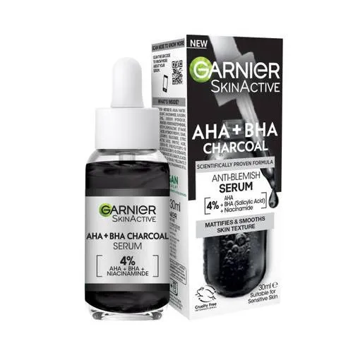 Garnier Serum do twarzy 4% AHA + BHA & Niacinamide Charcoal Face Serum