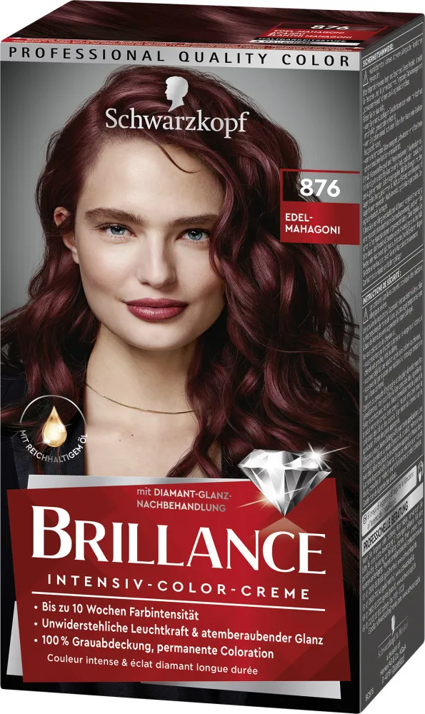 Schwarzkopf Brillance farba do włosów - Intensive Color Cream - 876 Noble Mahogany 