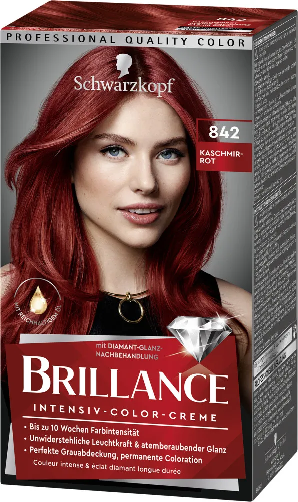 Schwarzkopf Brillance farba do włosów - Intensive Color Cream - 842  Cashmere Red