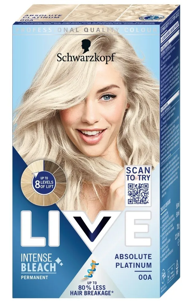 Schwarzkopf rozjaśniacz - Live intense Bleach - 00A Absolute Platinum